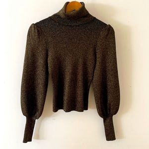 A.L.C metallic puff sleeve turtleneck